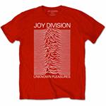 Joy Division: Unknown Pleasures White On Red (T-Shirt Unisex Tg. L)