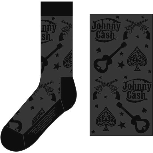 Calzini Uk Size 7 - 11 Johnny Cash: Guitars ''N Guns 2 Unisex Ankle Socks