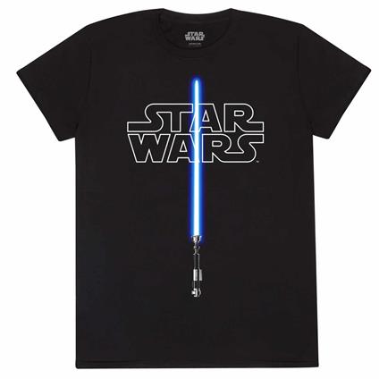 T-Shirt Unisex Tg. S Star Wars: Glow In The Dark - Lightsaber - Black