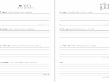 Agenda accademica Letts 2022/23, 12 mesi, settimanale, Sketch A6, avorio - 14,8 x 10,5 cm - 2
