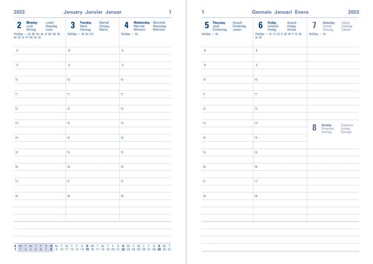 Agenda Letts 2024, Milano Quarto Settimanale verticale Blu - 21 x 15 cm -  Letts - Cartoleria e scuola