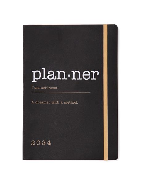 Agenda Letts 2024, Eco Writers Words A5 Settimanale Nero - 21 x 15 cm