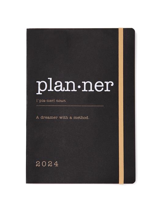 Agenda Letts 2024, Eco Writers Words A5 Settimanale Nero - 21 x 15 cm