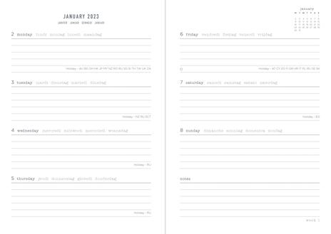 Agenda Letts 2024, Eco Writers Words A5 Settimanale Nero - 21 x 15 cm - 2