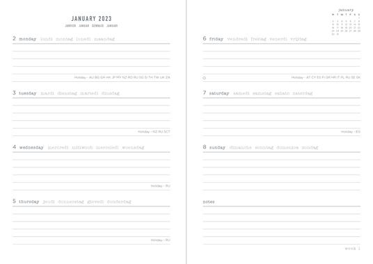 Agenda Letts 2024, Eco Writers Words A5 Settimanale Nero - 21 x 15 cm - 2