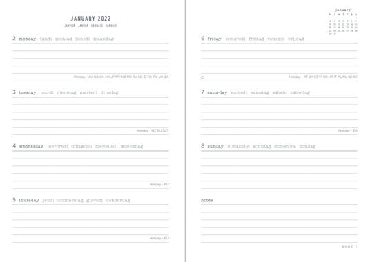 Agenda Letts 2024, Wanderlust A6 Settimanale Santorini - 14,8 x 10,5 cm - 2