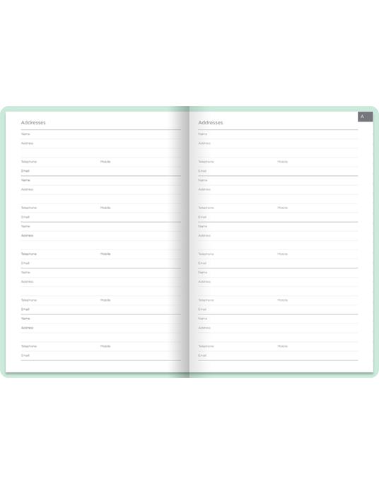 Taccuino Pastel A5 Address Book Duck Egg A5 Duck Egg - 2