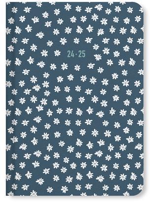 Agenda accademica Letts 2024-2025, 12 mesi, giornaliera, Daisies A6 Dtp W/ Appts, multinlingue, Blu - 14,8 x 10,5 cm