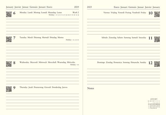 Agenda annuale 2025 Letts 12 Mesi, Lecassa A6+ settimanale marrone - 16,5 x 12 cm - 2