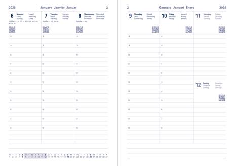 Agenda annuale 2025 Letts 12 Mesi, Block A5 settimanale rosa - 21 x 14,8 cm - 2