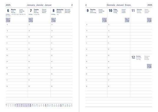 Agenda annuale 2025 Letts 12 Mesi, Block A5 settimanale rosa - 21 x 14,8 cm - 2