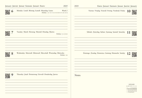 Agenda annuale 2025 Letts 12 Mesi, Lecassa A6+ settimanale blu - 16,5 x 12 cm - 2