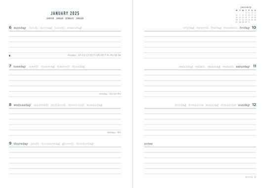 Agenda annuale 2025 Letts 12 Mesi, Celebrate A5 settimanale menta - 21 x 14,8 cm - 2