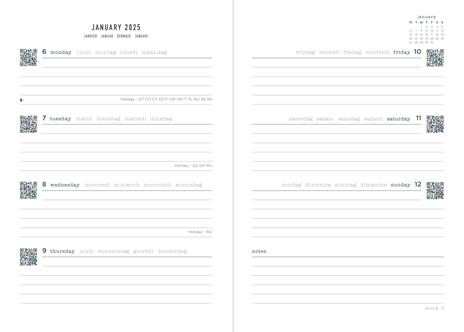 Agenda annuale 2025 Letts 12 Mesi, Serene A5 settimanale bordeaux - 21 x 14,8 cm - 2