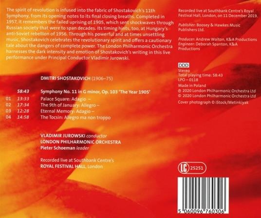 Symphony No.11 - CD Audio di Dmitri Shostakovich,London Philharmonic Orchestra,Vladimir Jurowski