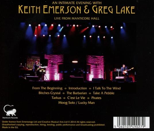 Live from Manticore Hall - CD Audio di Keith Emerson,Greg Lake - 2