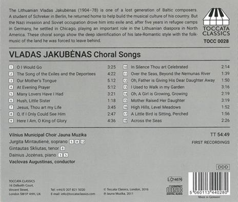 The Song of the Exiles and the Deportees e altre opere corali - CD Audio di Vladas Jakubenas - 2