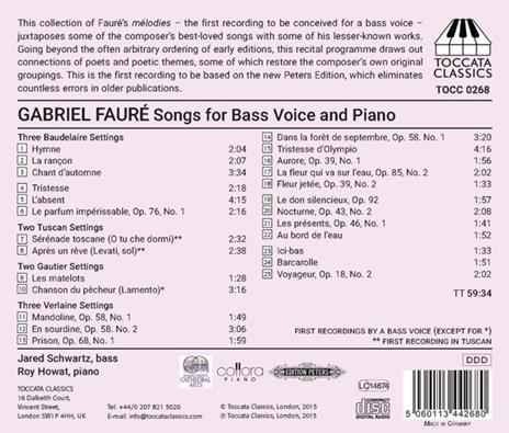 Liriche per basso e pianoforte - CD Audio di Gabriel Fauré - 2