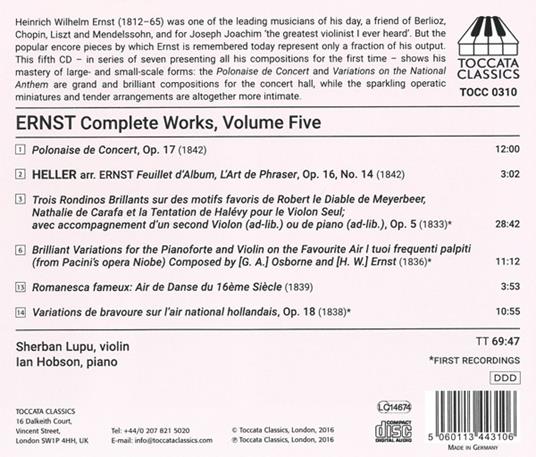 Opere complete per pianoforte vol.5 - CD Audio di Heinrich Wilhelm Ernst - 2