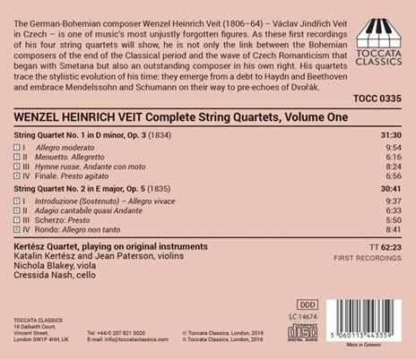 Quartetto per archi n.1 op.3, n.2 op.5 - CD Audio di Wenzel Heinrich Veit,Kertesz Quartet - 2