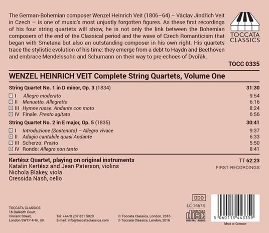 Quartetto per archi n.1 op.3, n.2 op.5 - CD Audio di Wenzel Heinrich Veit,Kertesz Quartet - 2