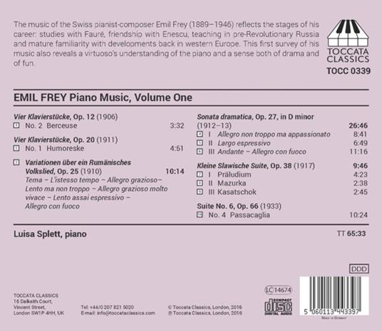 Opere per pianoforte vol.1 (Integrale) - CD Audio di Emil Frey - 2