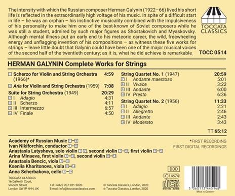 Herman Galynin - Complete Works For Strings - CD Audio - 2