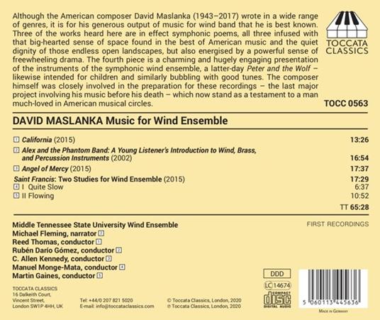 Music For Wind Ensemble - CD Audio di David Maslanka - 2