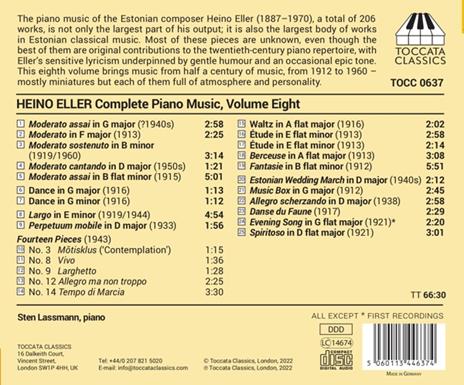 Musica completa per pianoforte vol.8 - CD Audio di Heino Eller - 2