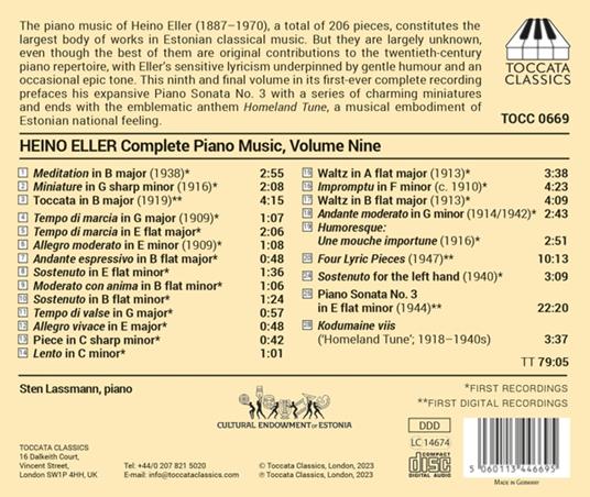 Complete Piano Music Vol. 9 - CD Audio di Heino Eller,Sten Lassmann - 2