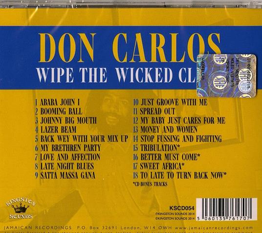 Wipe the Wicked Clean - CD Audio di Don Carlos - 2