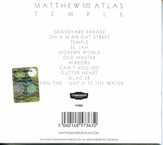 Temple - CD Audio di Matthew and the Atlas - 2
