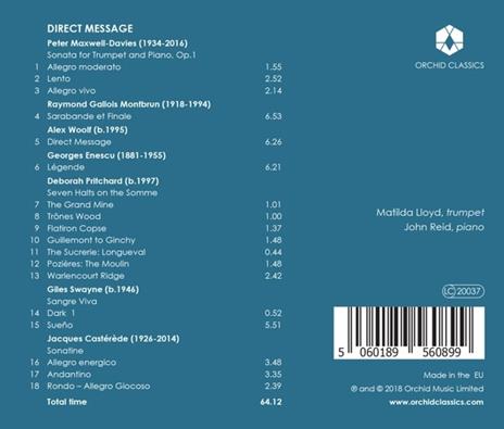 Direct Message - 20th & 21th century works for trumpet and piano - CD Audio di Matilda Lloyd - 2
