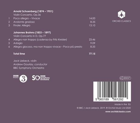 Jack Liebeck: Schonberg, Brahms Violin Concertos - CD Audio - 2