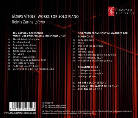 Works For Solo Piano - CD Audio di Jazeps Vitols - 2