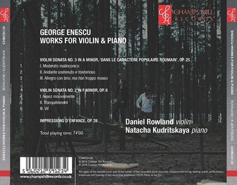Works For Violin & Piano - CD Audio di George Enescu,Daniel Rowland - 2