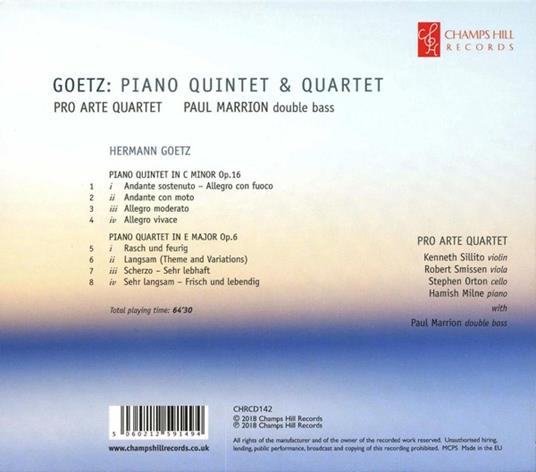 Piano Quintet & Quartet - CD Audio di Hermann Goetz - 2