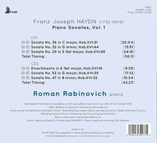 Sonate per Pianoforte vol.1 - CD Audio di Franz Joseph Haydn - 2