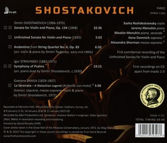Two Violin Sonatas &.. - CD Audio di Dmitri Shostakovich - 2