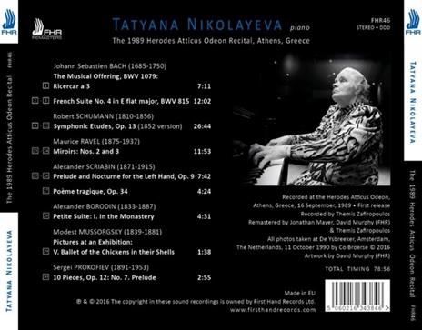 1989 Herodes Atticus Odeo - CD Audio di Tatiana Nikolayeva - 2