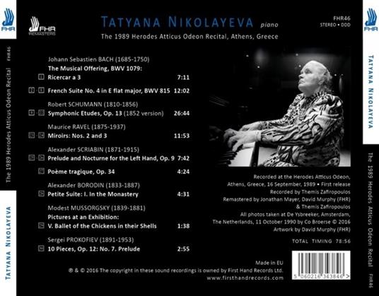 1989 Herodes Atticus Odeo - CD Audio di Tatiana Nikolayeva - 2