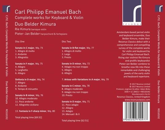 Musica per Strumento a Tastiera - CD Audio di Carl Philipp Emanuel Bach - 2
