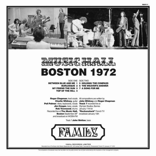 Boston Music Hall 1972 - Vinile LP di Family