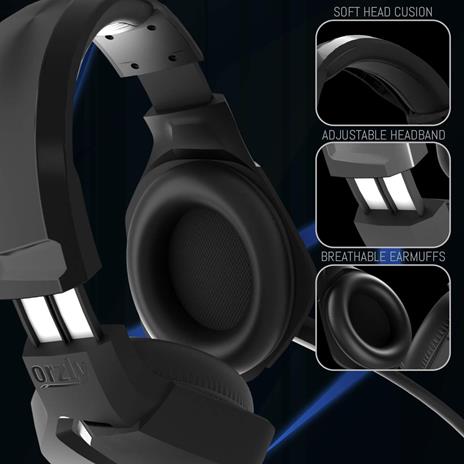Orzly Cuffie da Gioco Bass Stereo per PS5 Playstation 5, PS4, Xbox Series XS, Xbox One, Nintendo Switch, Google Stadia, PC, Mac, Laptop Hornet RXH-20 Cuffie Gaming con Microfono [Edizione Abyss] - 4
