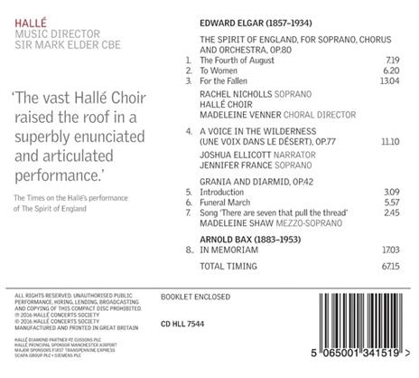 The Spirit of England op.80 - A Voice in the Wilderness op.77 - CD Audio di Edward Elgar,Arnold Bax - 2