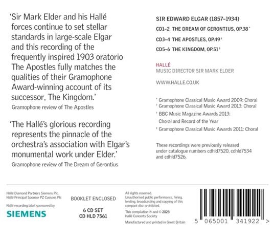 The Dream Of Gerontius-The Apostles-The Kingdom - CD Audio di Edward Elgar,Hallé Orchestra,Mark Elder - 2