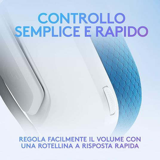 Logitech G335 Cuffie Gaming Cablate, Microfono Flip to Mute, Jack Audio da 3,5 mm, Padiglioni in Memory Foam, Leggera, Compatibile con PC, PlayStation, Xbox, Nintendo Switch - Bianco - 4
