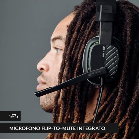 ASTRO A10 Cuffie Gaming Cablate Gen 2 - Cuffie da Gioco Over-Ear con Microfono Flip-to-Mute, Driver 32 mm, Compatibile con PlayStation, PC - Nero - 3