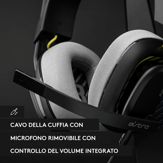 ASTRO A10 Cuffie Gaming Cablate Gen 2 - Cuffie da Gioco Over-Ear con Microfono Flip-to-Mute, Driver 32 mm, Compatibile con PlayStation, PC - Nero - 4