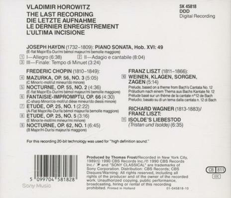 Last Recordings - CD Audio di Vladimir Horowitz - 2